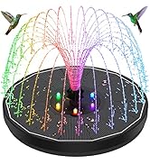 GAIZERL Solar Fountain New, 3.5W Solar Bird Bath Fountains with Glass Panel, 2200 Battery, Hummin...