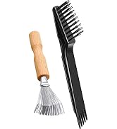 2 Pieces Hair Brush Cleaning Tools - Mini Comb Cleaner Rake with Wooden Handle for Removing Hair ...