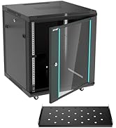 MT-VIKI 12U Server Cabinet Network Rack Vented Enclosure w/Moving Wheel, 0.8mm Thick Steel, 23.6‘...