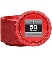 Hanna K. Signature Collection Red Plastic Plates 9 Inch - 50 count - Plastic Solid Round Party Pl...
