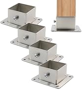 Wealrit 4 Pcs Square Post Bases Stainless Steel Flange Anchor Bases Heavy Duty Post Brackets for ...