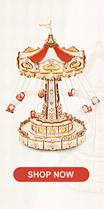 ROKR 3D Wooden Puzzles Music Box (Secret Garden) - Model Kits for Adults Spinning Musical Jewelry Bo...