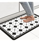 Artnice Black and White Kitchen Mats for Floor One Piece, Modern Geometric Criss Cross Pattern Ki...