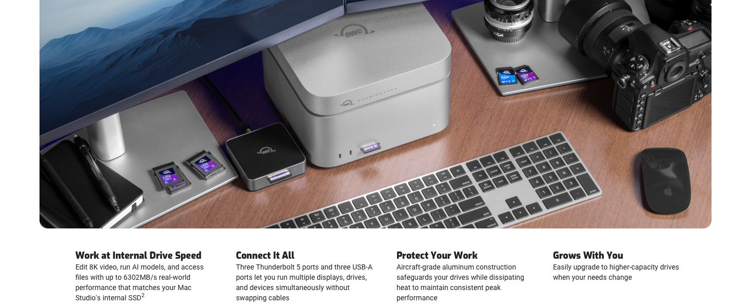 Mac External Storage mini Studio stackable SSD Hard Drive TB5 Thunderbolt 3 4 5 USB-C