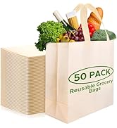 50 Pack of Cream Reusable bags Medium Size