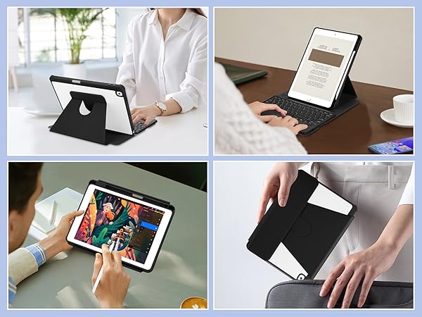 iPad 10.2/10.5 Rotating Keyboard Case - Black-7-1