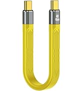 BENACES Short Flat USB C Charging Extension Cord, 5 Inch Yellow Type C Male to Male 100W Fast Cha...