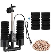 AQQA Aquarium Sponge Filter, Power Driven Double Biochemical Water Filter, Quiet Submersible Foam...