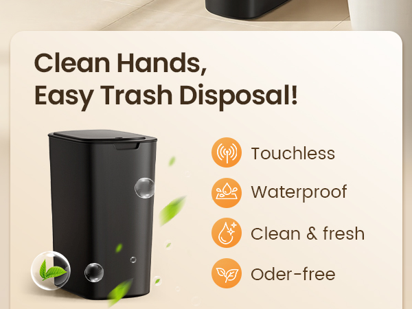 Automatic Motion Sensor Bathroom Trash Can with Lid