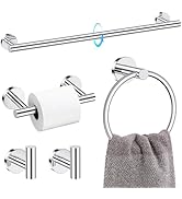 TQKAG Polished Chrome 5 Piece Bathroom Hardware Accessories Set 23.6" SUS304 Stainless Steel Bath...