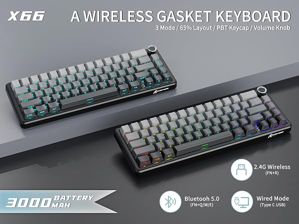 X66 Tri Mode Wireless Mechanical Gaming Keyboard