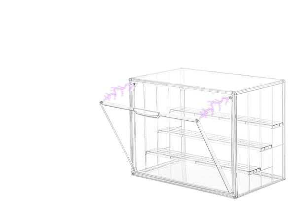 Acrylic Display Boxes 4 Tiers Display Case with 3 Movable Plates with Magnetic Door