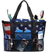 F-color Beach Bag, Mesh Beach Bag Oversized Beach Tote 9 Pockets Beach Towel Bag