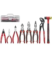HOUSERAN 8-Piece Tool Set with Case Including 10” Groove Joint Pliers, 8.3” Long Nose, 8.3” Lines...