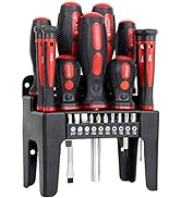 FASTPRO 21-Piece Magnetic Screwdrivers Set with Organizer Rack, Slotted Phillips Screwdrivers and...