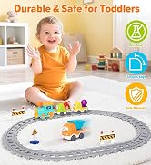 Electric Train Set for Toddlers, Realistic Steam Train Toys with Lights &amp; Music for Kids, Magneti...
