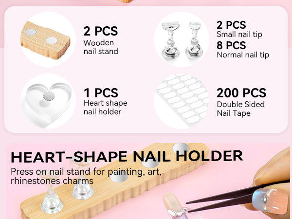nail stands for Press on nails with 200PCS Double Sides taps And acrylic nail tips