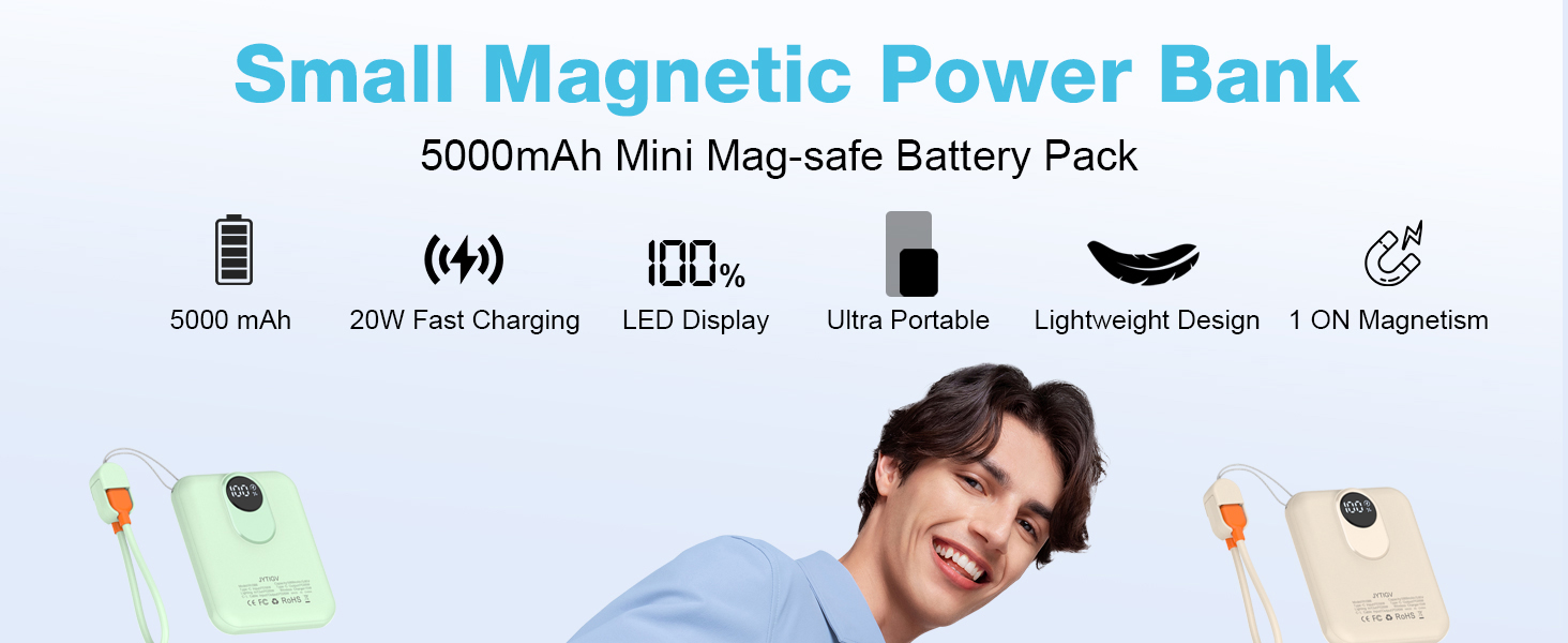 Small Magnetic Power Bank 500OmAh Mini Mag-safe Battery Pack
