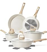 SODAY 12 Pcs Pots and Pans Set Non Stick, Cookware Sets White Granite Induction Cookware, Non-tox...