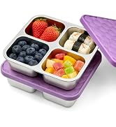 FRUIID Stainless Steel Snack Containers with Silicone Lids, 4 Compartment Leakproof Snackle Box C...