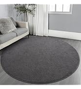 Gifeas Ultra Soft Round Area Rugs for Living Room Bedroom, 4x4 Feet Dark Grey Thickened Memory Fo...