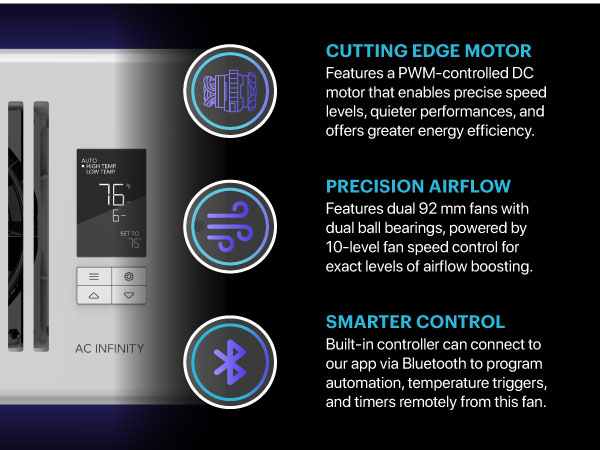 Register Booster Fan Improves Heating Cooling 10-Speed Control Bluetooth App Control