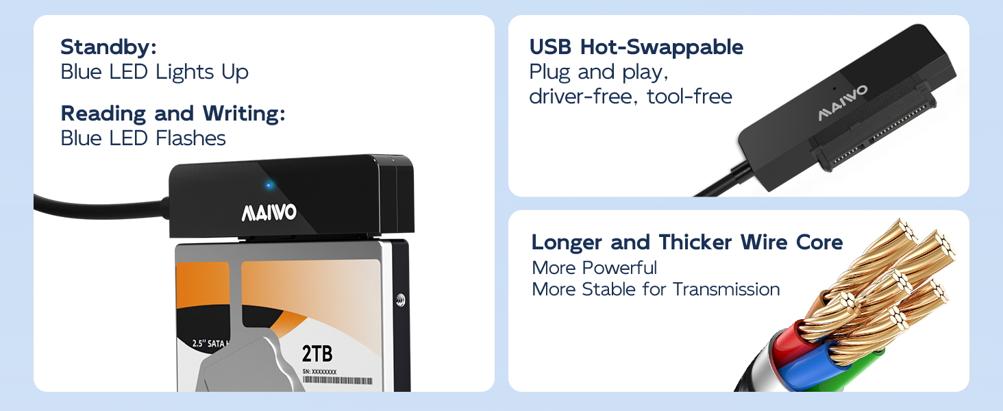 SATA to USB A 3.0 Adapters for 2.5; SSD hdd Hard Drive disk ide to USB 3.1 Cable Converter reader