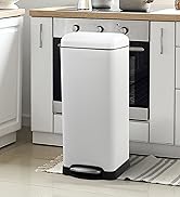 happimess HPM1007A Betty Retro 8-Gallon Step-Open Garbage Can with Soft Close Step, White