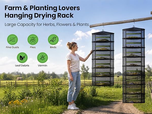 MEKOLIFE Pest Proof Herb Drying Rack, Large Capacity Hanging Mesh