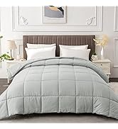 MATBEBY Queen Comforter Duvet Insert - All Season Light Grey Comforters Queen Size - Quilted Down...