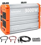3000 Watt Pure Sine Wave Inverter DC 12V to AC 110-120V, with 2 AC Output sockets, USB Port, Type...