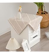 YZKITM Rustic Square Linen Small Tablecloth Washable Striped Jacquard Bedside Table Cover Heavy W...