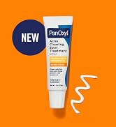 container of panoxyl acne clearing spot treatment against an orange background with swatch nearby