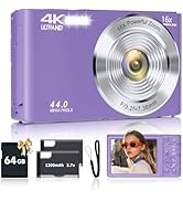 Digital Camera, FHD 4K Digital Camera for Kids Purple with 64GB SD Card 16X Digital Zoom, Cameras...