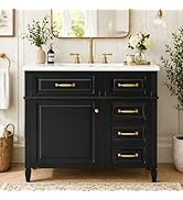 USHOWER 36" Bathroom Vanity with Ceramic Sink, Modern Farmhouse Style, Fluted Bathroom Storage wi...