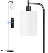 SIBRILLE Floor Lamp with Linen Shade, Dimmable Tall Standing Lamp with Remote Control &amp; 3 Color T...