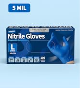 Supmedic Disposable Nitrile Gloves, 5Mil Chemical Resistant Powder-Free Latex-Free Glove Exam Coo...