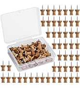 50 Pcs Wooden Push Pins, Decorative Thumb Tacks, Push Pins for Cork Board Head Pin Wood Map Tacks...