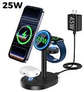 Hevanto 2026 25W 3 in 1 Wireless Charging Station for Apple MagSafe Charger, Super Fast Magnetic ...