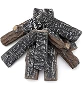 Skyflame 8 Small Piece Set of Ceramic Wood Logs and Accessories for All Types of Indoor Gas Inser...