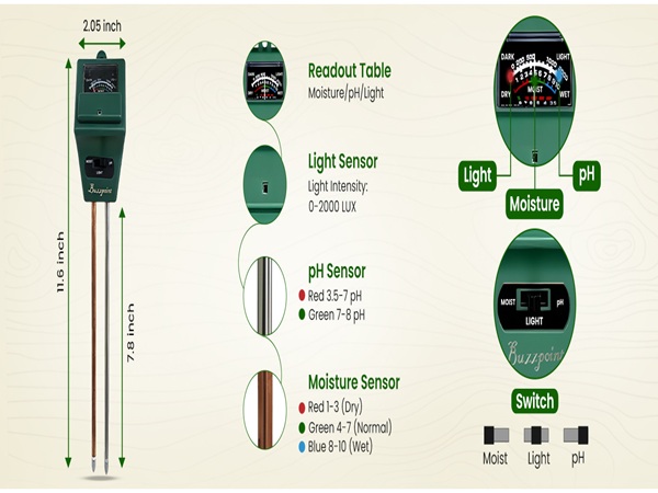 soil meter light sensor, ph sensor moisture sensor