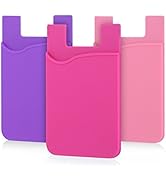 3Pack Cell Phone Card Holder Pocket for Back of Phone,Silicone Stick on Wallet Credit Card ID Cas...