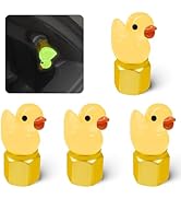 xbrtaia 4 Pack Cute Duck tire Valve caps, Glow in The Dark Tire Valve Caps, Interesting and Pract...
