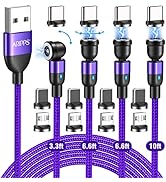 Aripps Magnetic Charging Cable 4 Pack (3.3ft/6.6ft/6.6ft/10ft), 540 Degree Rotating Magnet Phone ...
