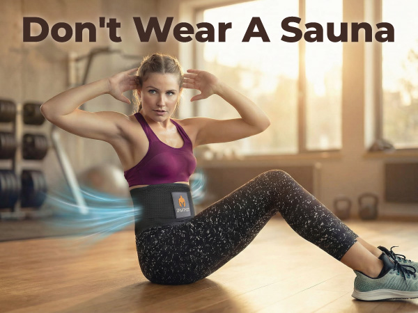 Woman exercising wearing a breathable Sparthos back brace with cooling design to prevent sweat