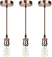 Ascher 3 Pack Pendant Light Kit, E26 Lamp Socket Industrial Vintage Pendant Light Cord, 3.94ft Ad...