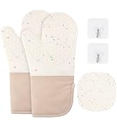 AUAUY Silicone Oven Mitts and Pot Holders 5PCS Set, 446? Heat Resistant Cooking Gloves and Hot Pa...
