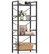Giantex 4-Tier Bookshelf, Narrow Freestanding Display Shelf with Metal Frame &amp; Wooden Storage Rac...