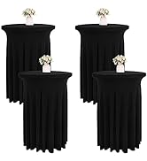 4 Packs 32 x 43 Inch Spandex Round Cocktail Table Skirts Spandex Cocktail Table Covers with Wavy ...