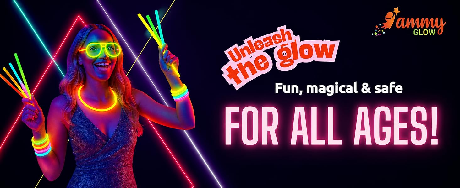 bright multi color glow sticks, long lasting bracelets and necklaces, fun party accessories